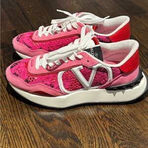 Valentino Garavani Pink Lace Sneakers Size 38